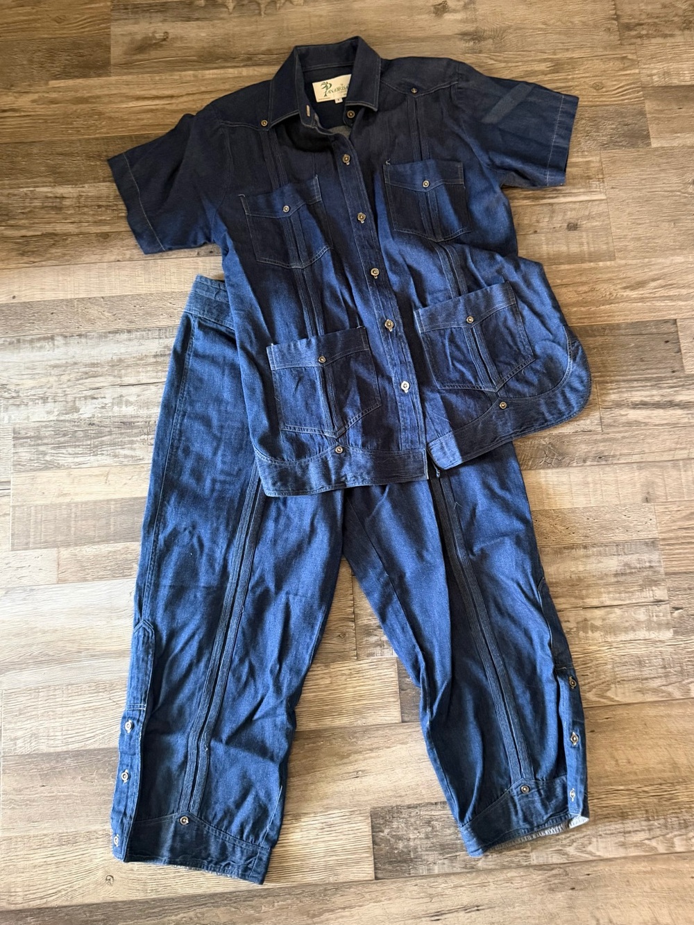 Unbranded Women's Navy Blue Lightweight Cotton Pants & Short-Sleeve Shirt Set